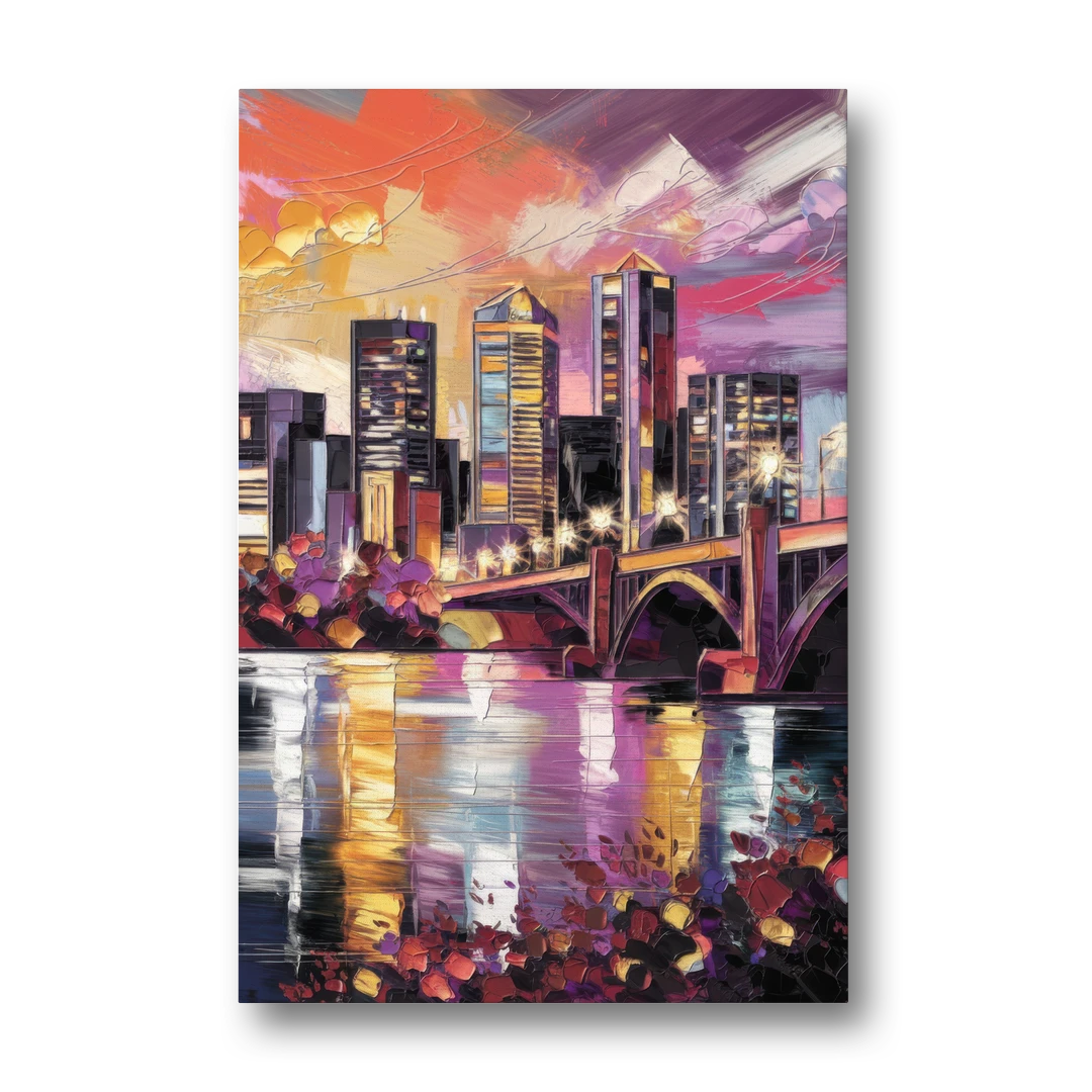 Minneapolis Vibrant City Lights - Canvas Wall Art - Front