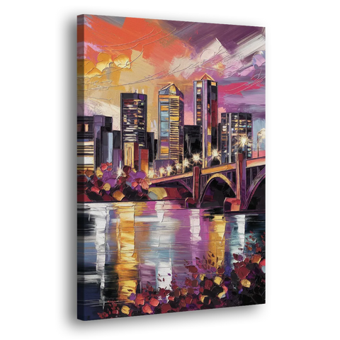 Minneapolis Vibrant City Lights - Canvas Wall Art