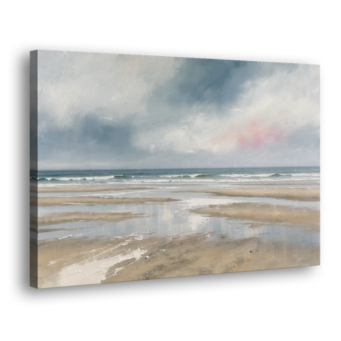Mirrored Tide Pools at Low Tide Above the Headboard - Canvas Wall Art