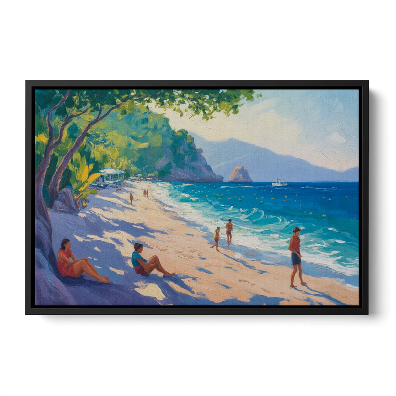 Mismaloya Beach View Front - Black Canvas Wall Art