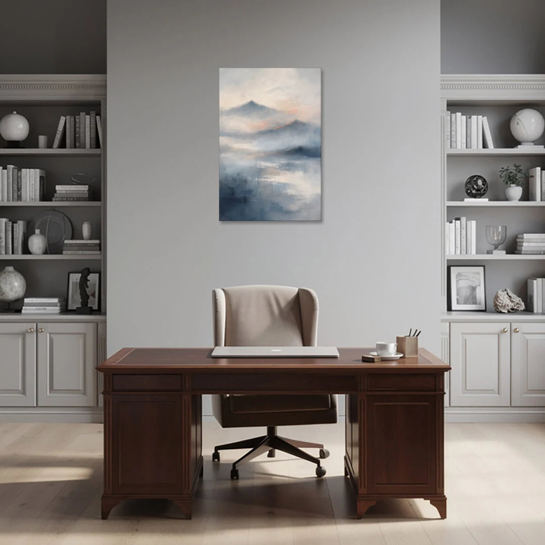 Misty Mountain Painting of Fading Summits - Canvas Wall Art - Office - 24x36