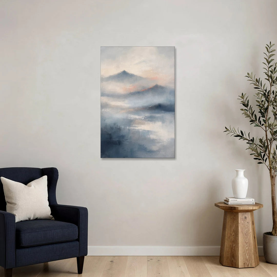 Misty Mountain Painting of Fading Summits - Canvas Wall Art - Sofa - 24x36