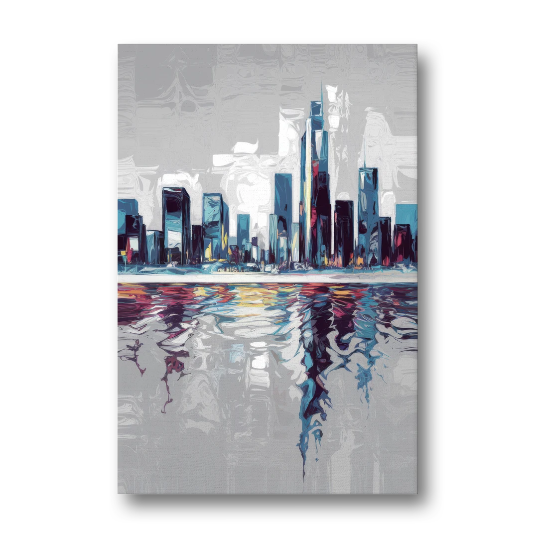 Mobile Abstract Cityscape - Canvas Wall Art - Front