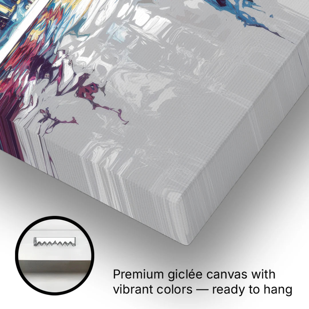 Mobile Abstract Cityscape - Canvas Wall Art - Gallery Wrap Corner