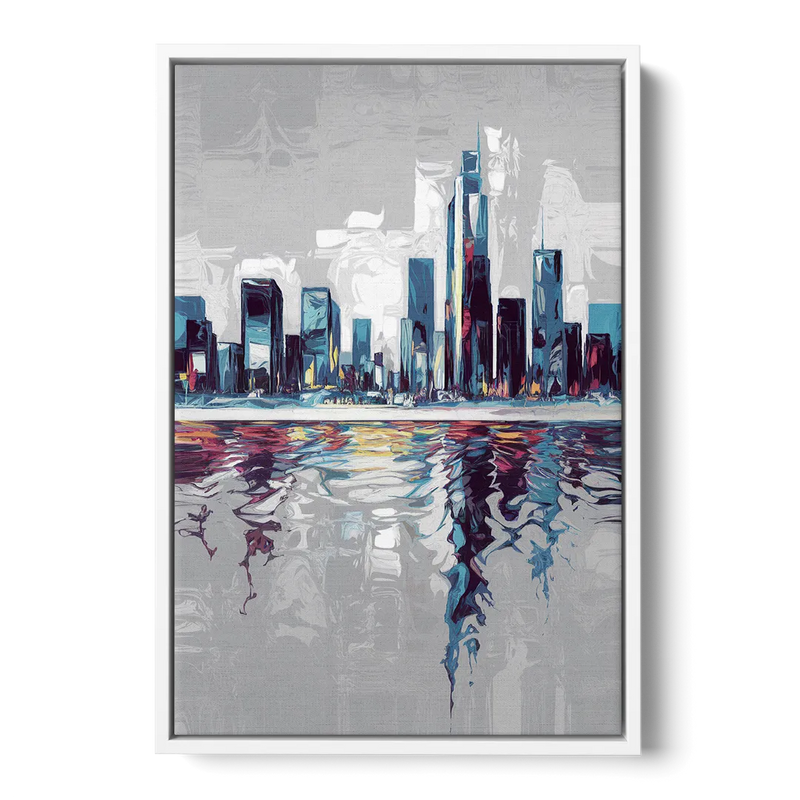 Mobile Abstract Cityscape Front - White Canvas Wall Art
