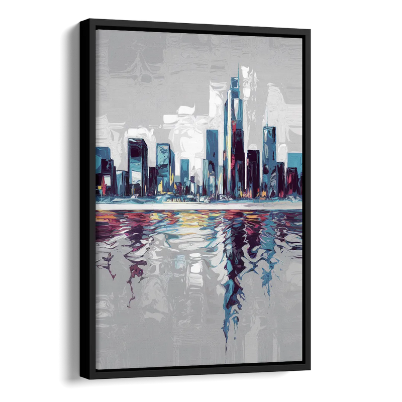 Mobile Abstract Cityscape Side - Black Canvas Wall Art