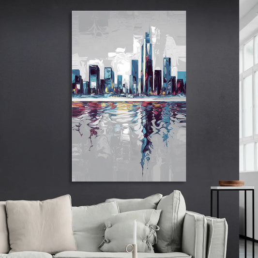 Mobile Abstract Cityscape Living Room - Canvas Wall Art