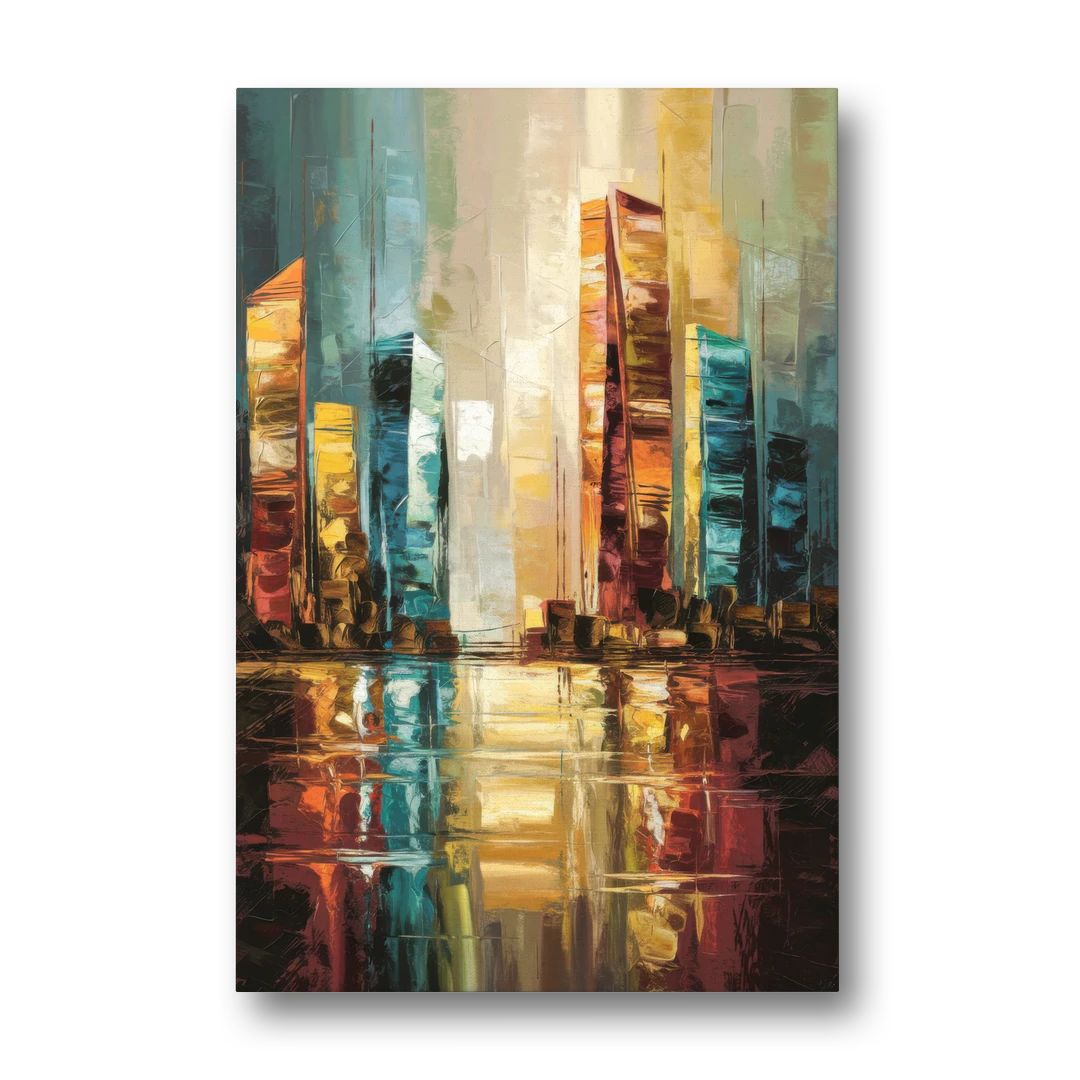 Mobile Abstract Cityscape Modern - Canvas Wall Art - Front