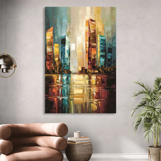 Mobile Abstract Cityscape Modern Living Room - Canvas Wall Art
