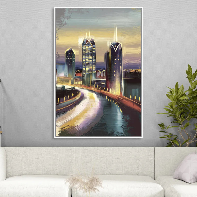 Mobile Downtown Aesthetic Living Room - White Canvas Wall Art
