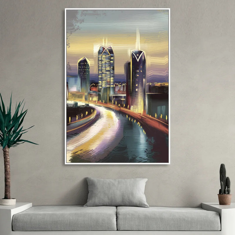 Mobile Downtown Aesthetic Sitting Room - White Canvas Wall Art