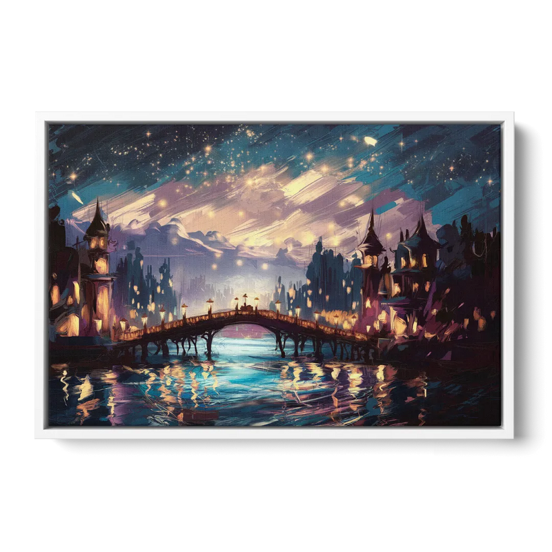 Mobile Nightscape Glow Front - White Canvas Wall Art