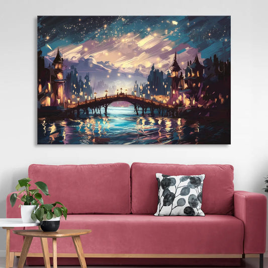 Mobile Nightscape Glow Living Room - Canvas Wall Art
