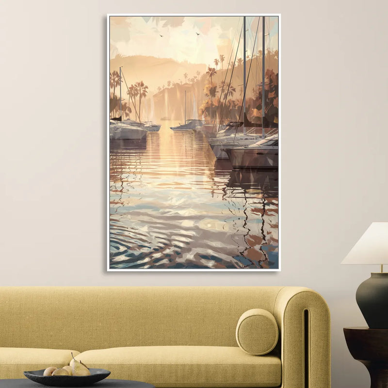 Mobile Scenic Harbor Sitting Room - White Canvas Wall Art
