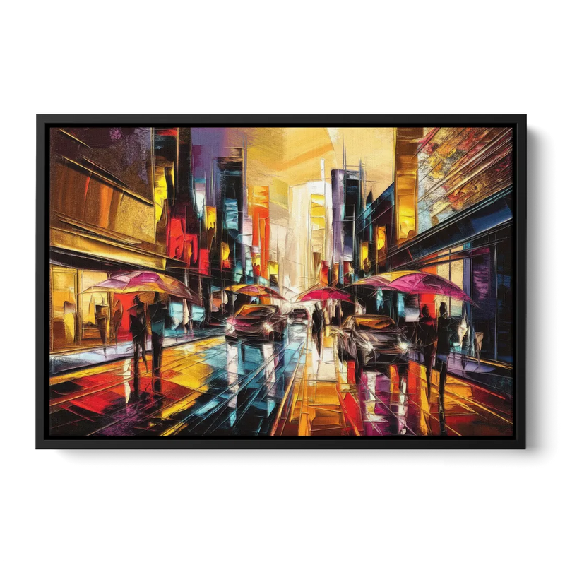 Mobile Vibrant Streets Front - Black Canvas Wall Art