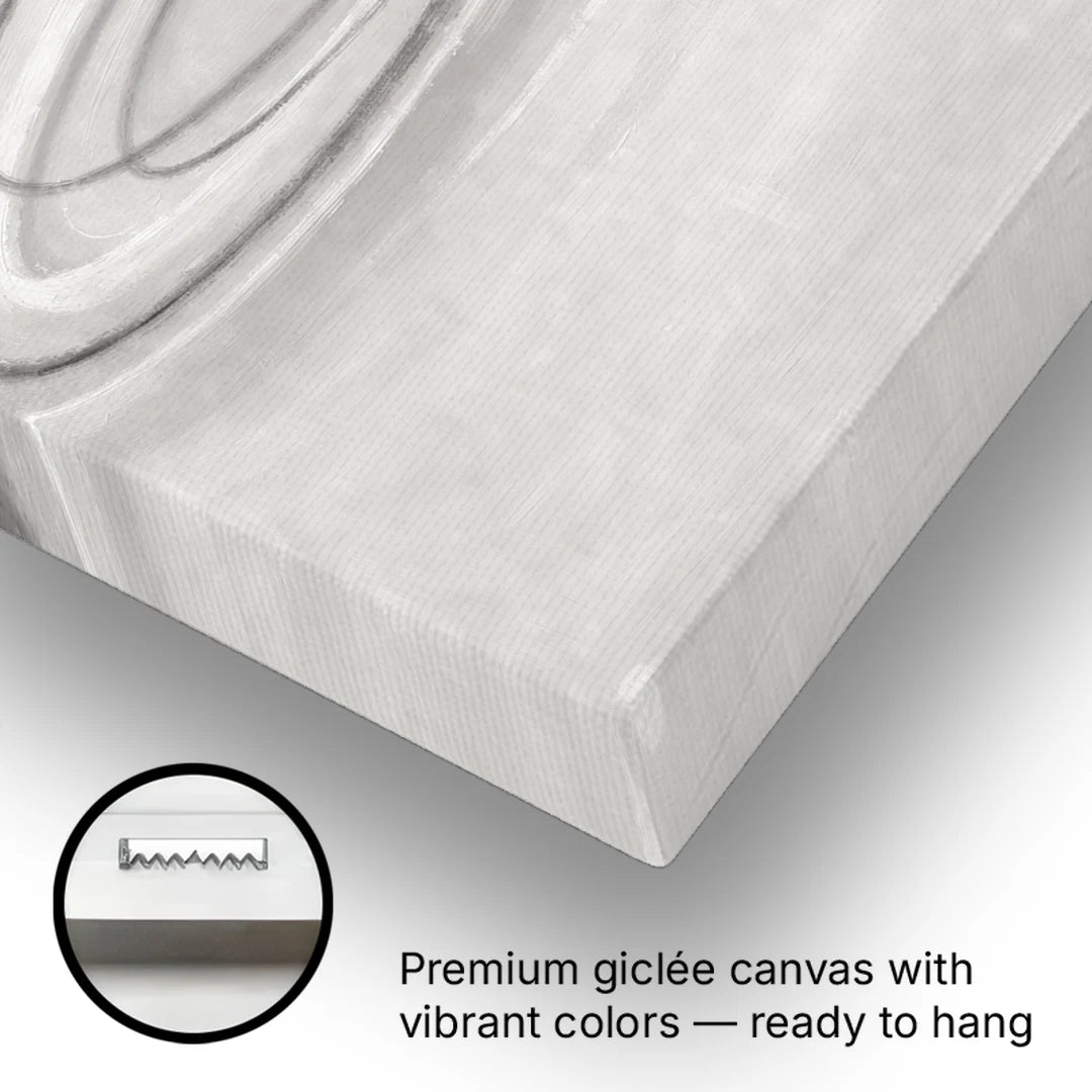 Modern Black White and Grey Abstract Ripple Rings - Canvas Wall Art - Gallery Wrap Corner