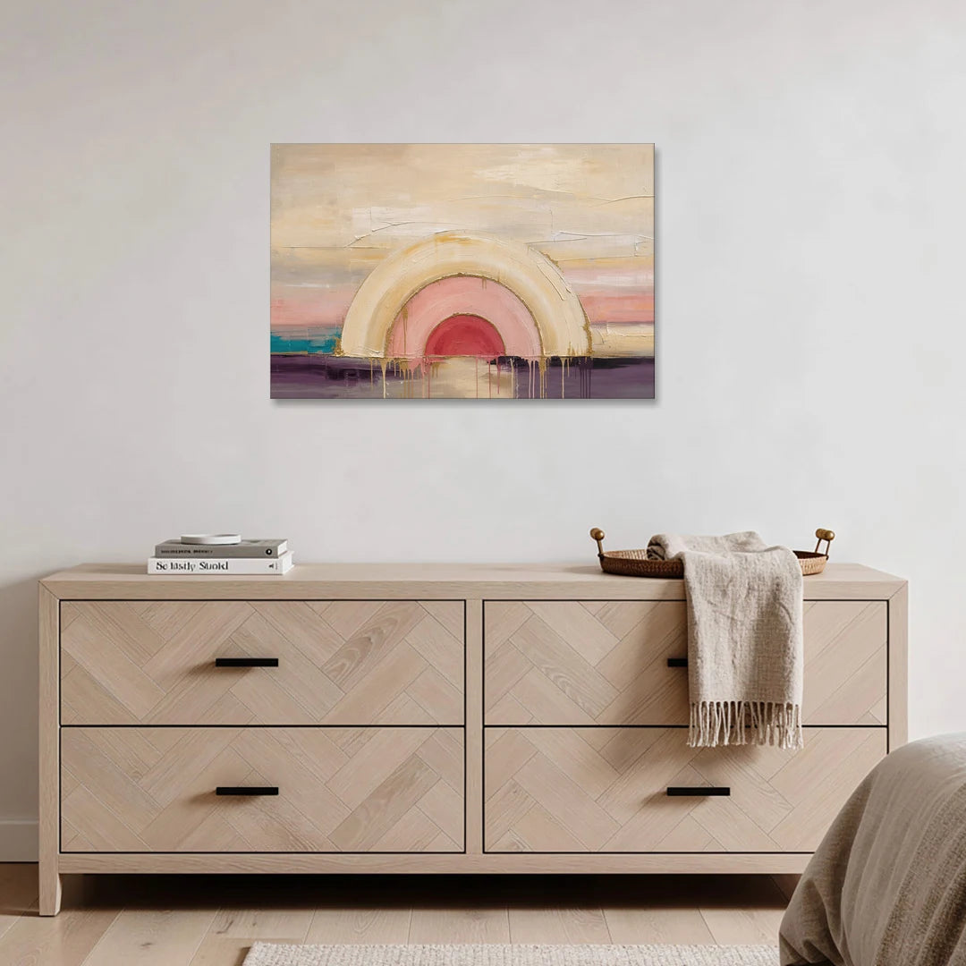 Modern Neutral Nested Blush Arches - Canvas Wall Art - Coffee Table - 36x24