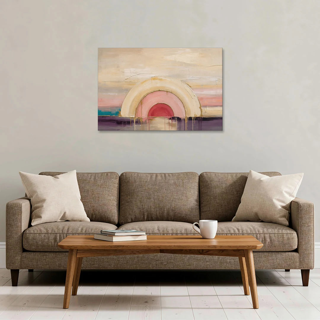 Modern Neutral Nested Blush Arches - Canvas Wall Art - Sofa - 36x24