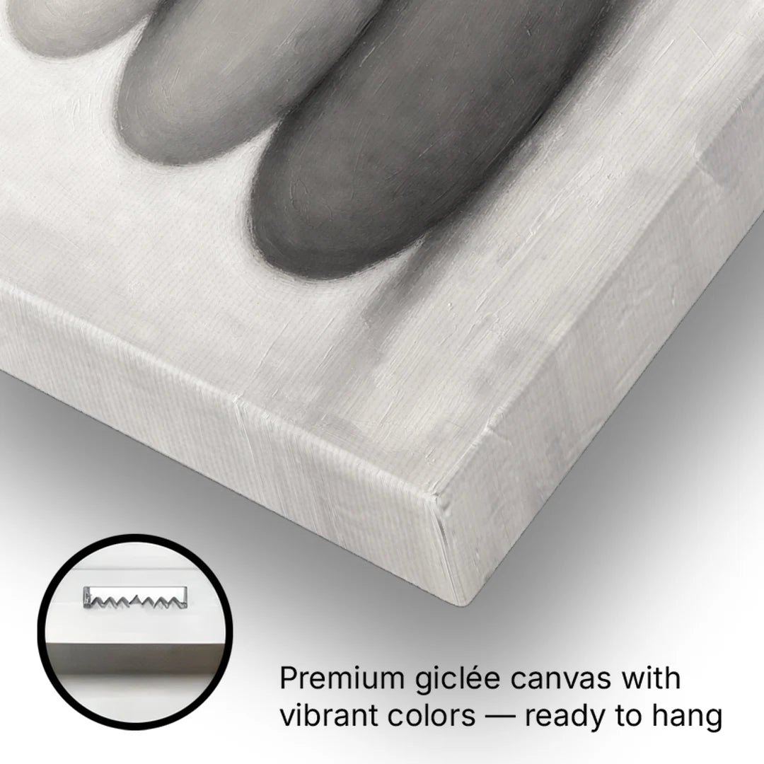 Monochrome Abstract Painting of Stacked Ovals - Canvas Wall Art - Gallery Wrap Corner