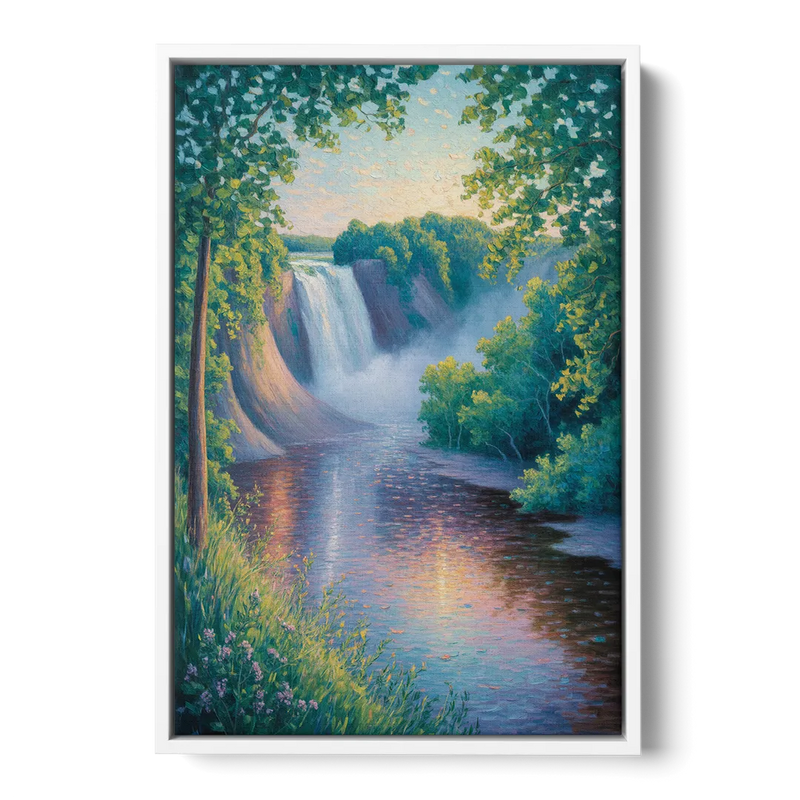 Montmorency Falls Panorama Front - White Canvas Wall Art