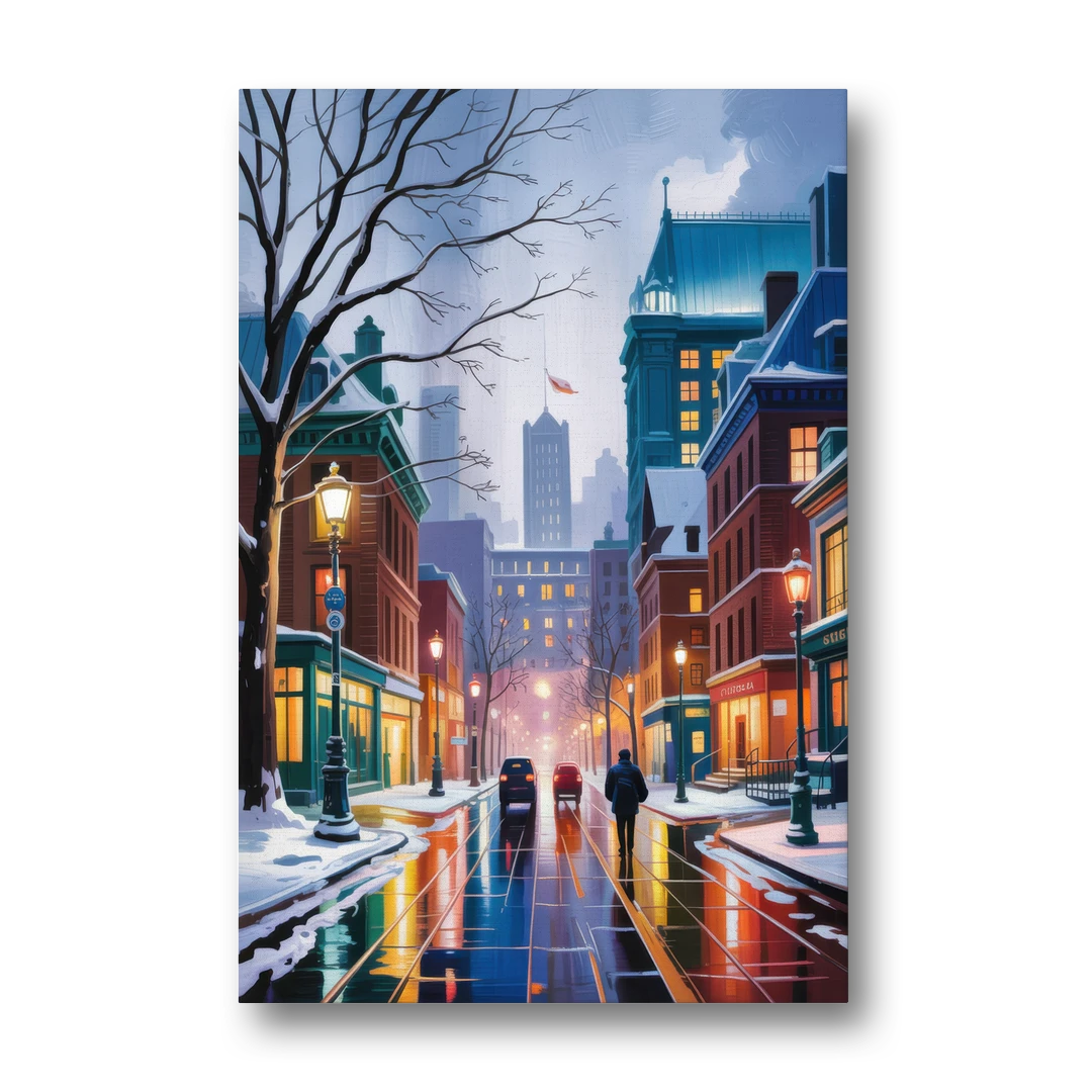 Montreal City in Winter - Canvas Wall Art - Front