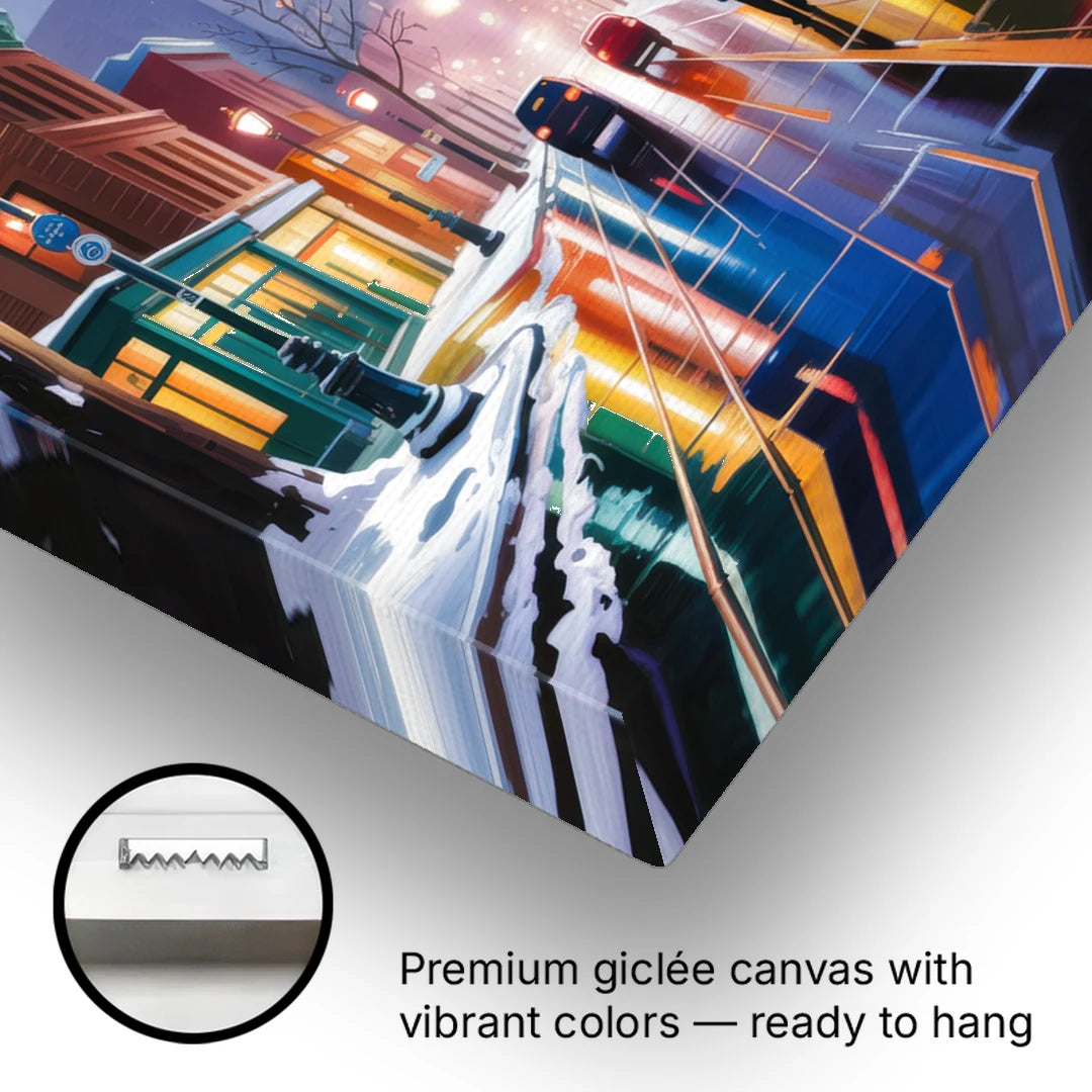 Montreal City in Winter - Canvas Wall Art - Gallery Wrap Corner