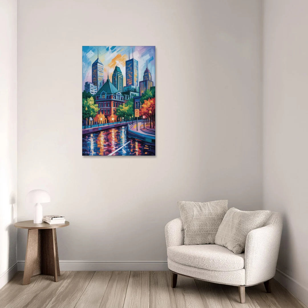 Montreal Cityscape - Canvas Wall Art - Sofa - 24x36