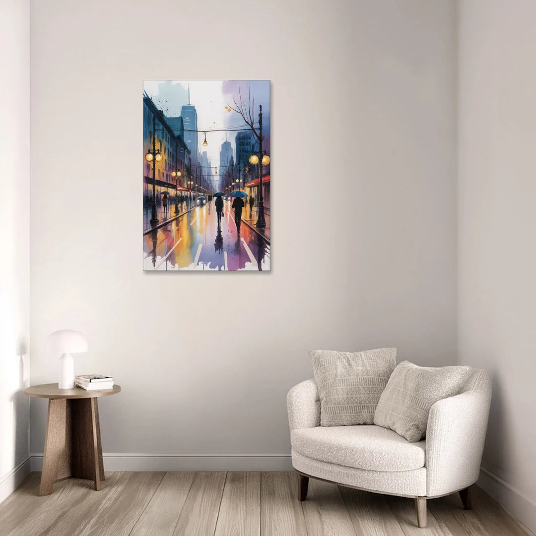 Montreal Evening Street Lights - Canvas Wall Art - Sofa - 24x36