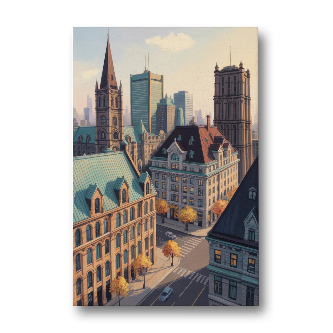 Montreal Historic Buildings - Canvas Wall Art - Front