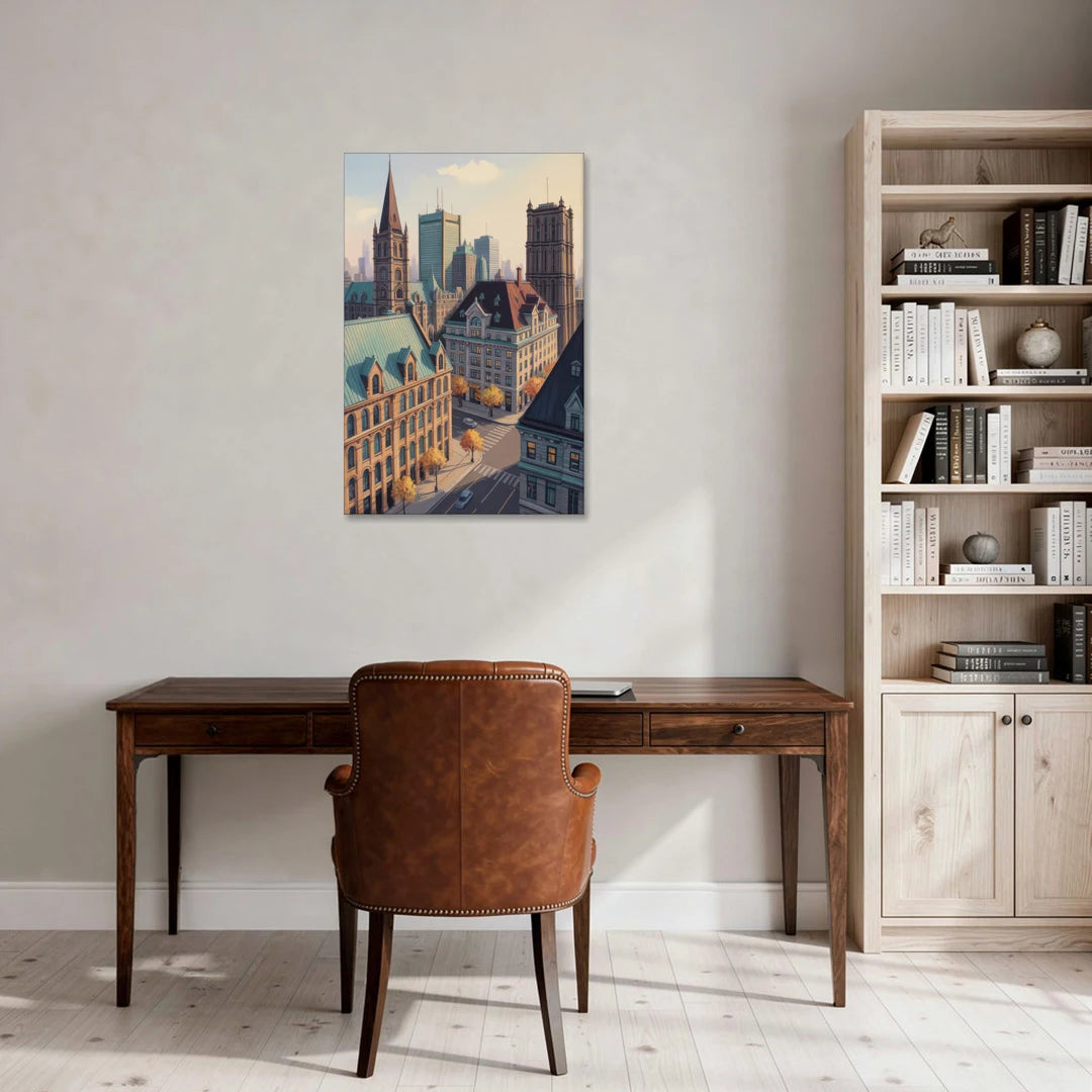Montreal Historic Buildings - Canvas Wall Art - Office - 24x36