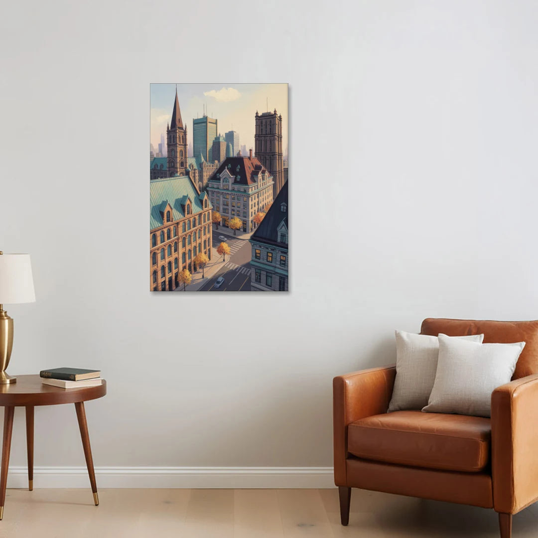 Montreal Historic Buildings - Canvas Wall Art - Sofa - 24x36