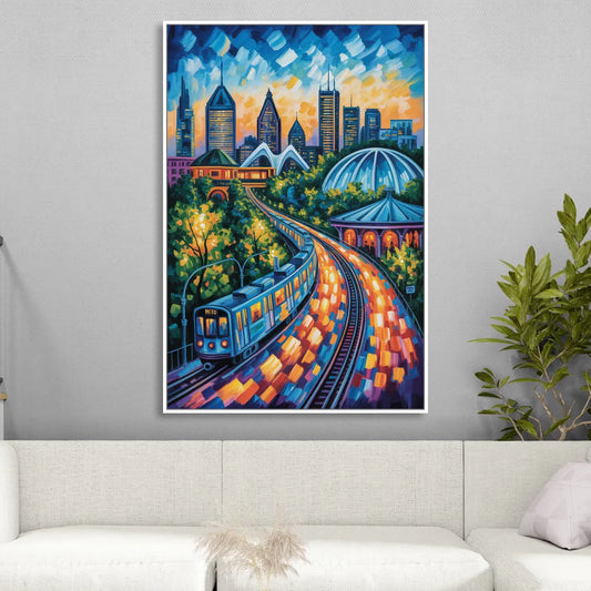 Montreal Metro Art Living Room - White Canvas Wall Art