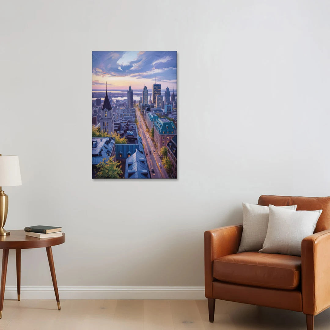 Montreal Rooftop View - Canvas Wall Art - Sofa - 24x36