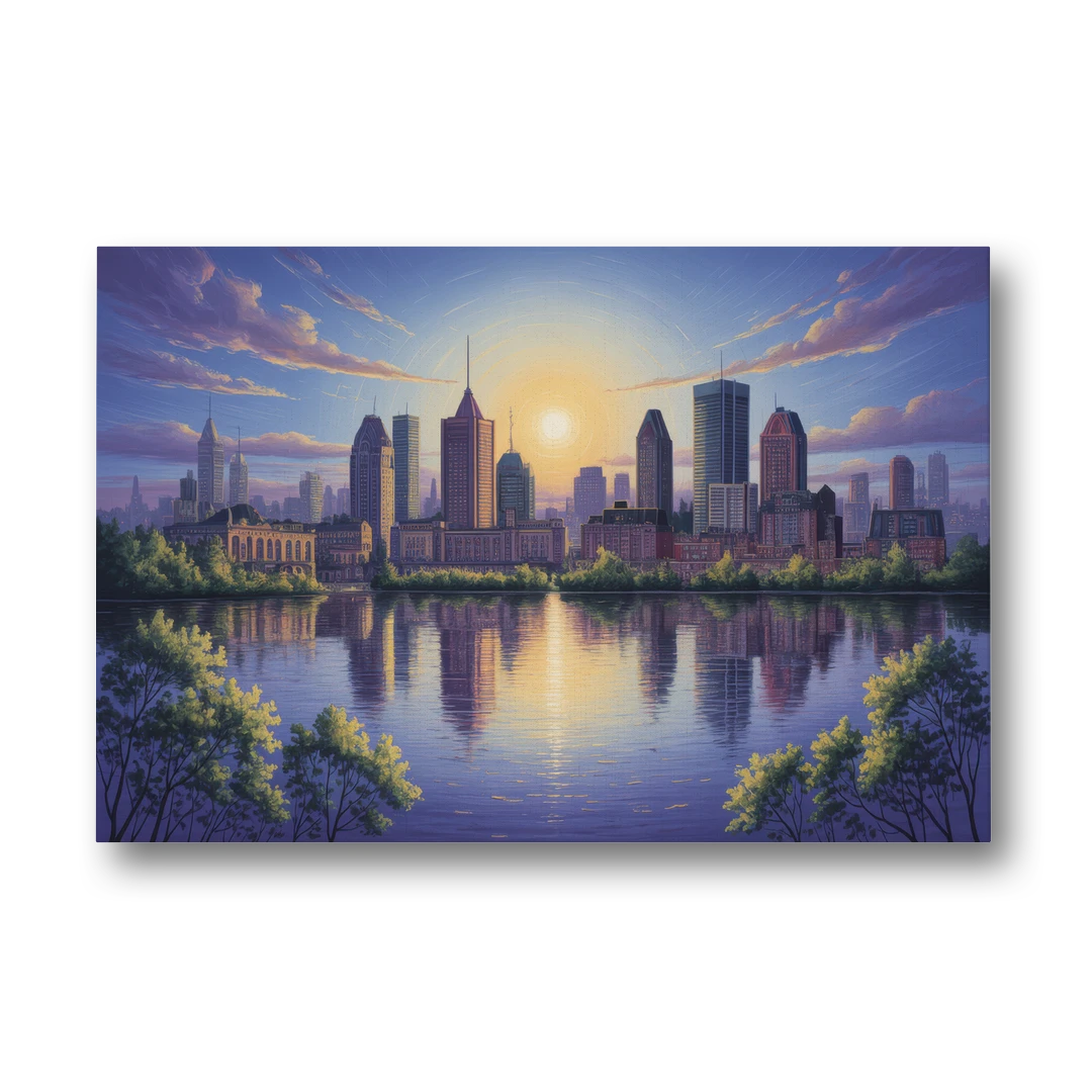 Montreal Skyline Reflections - Canvas Wall Art - Front