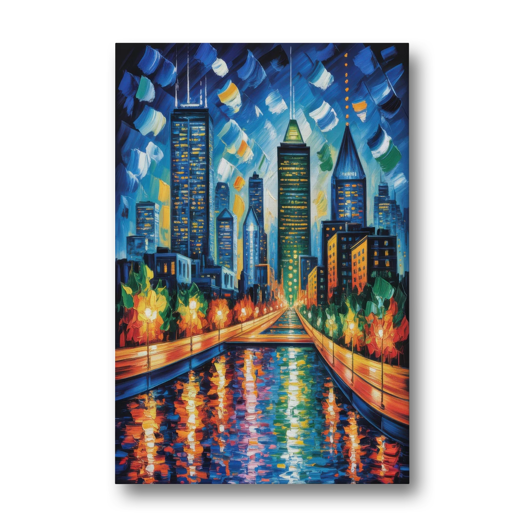 Montreal Skyline at Night - Canvas Wall Art - Front