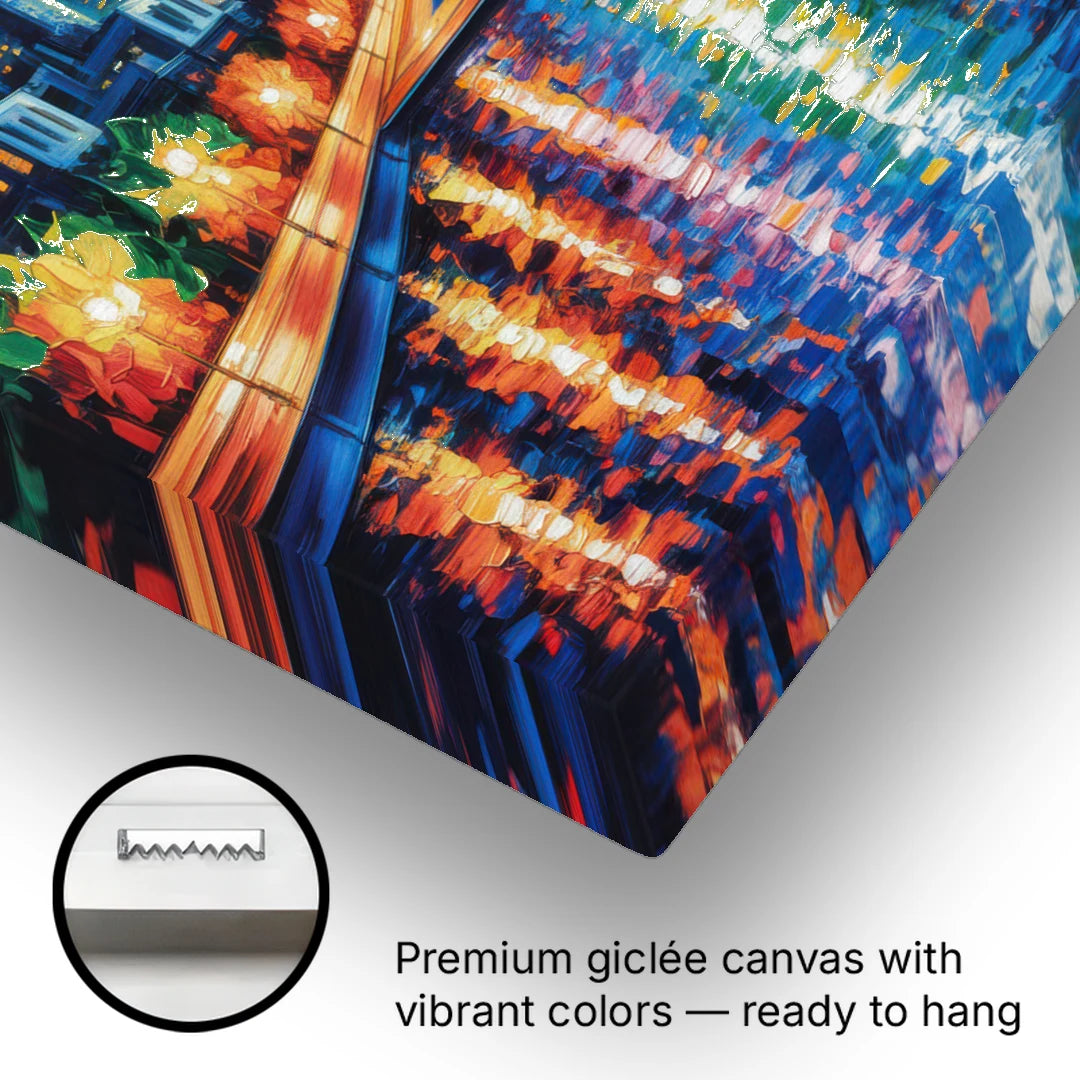Montreal Skyline at Night - Canvas Wall Art - Gallery Wrap Corner
