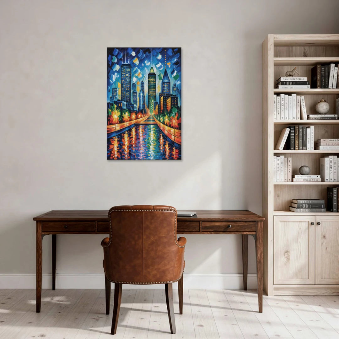 Montreal Skyline at Night - Canvas Wall Art - Office - 24x36