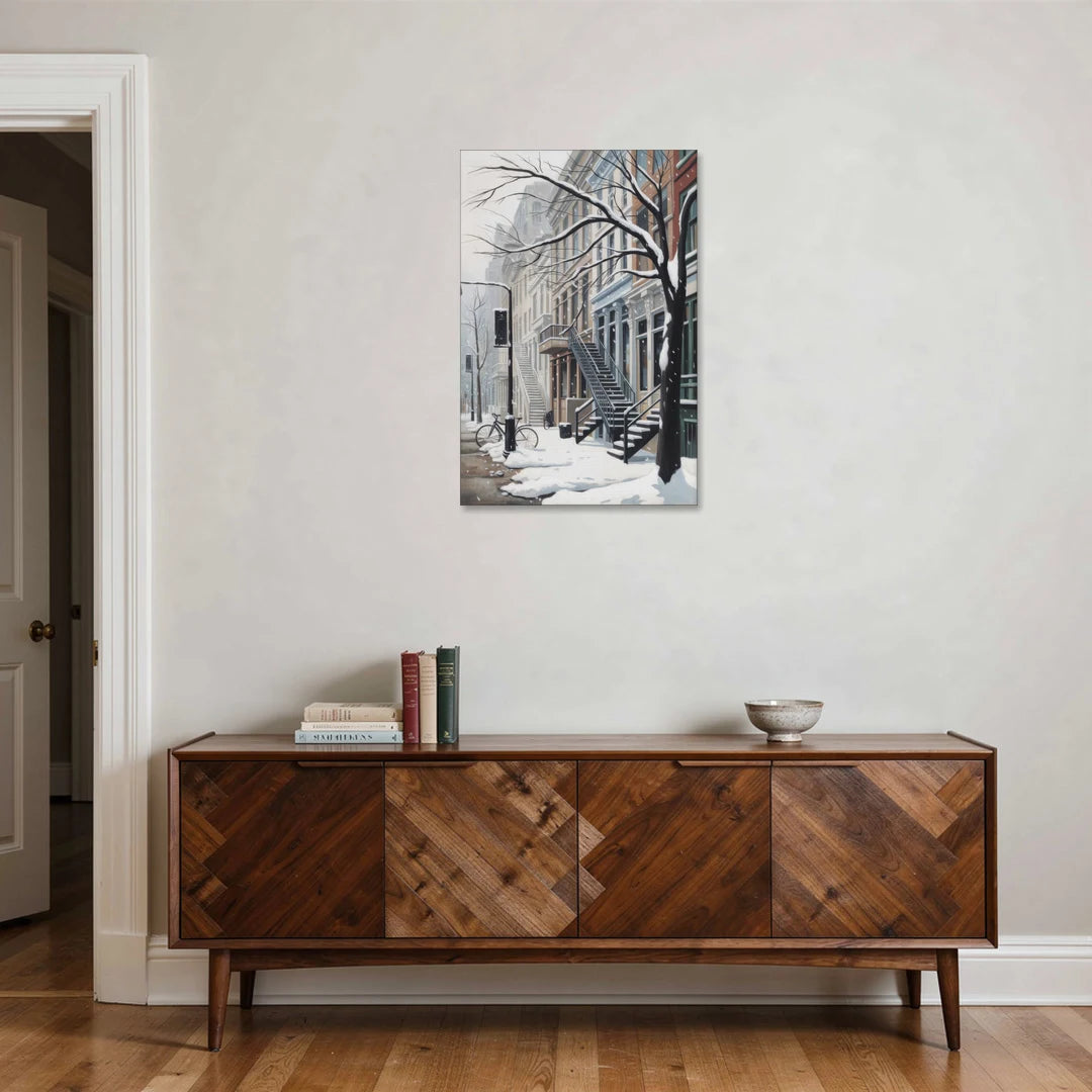 Montreal Snowy Streets - Canvas Wall Art - Coffee Table - 24x36
