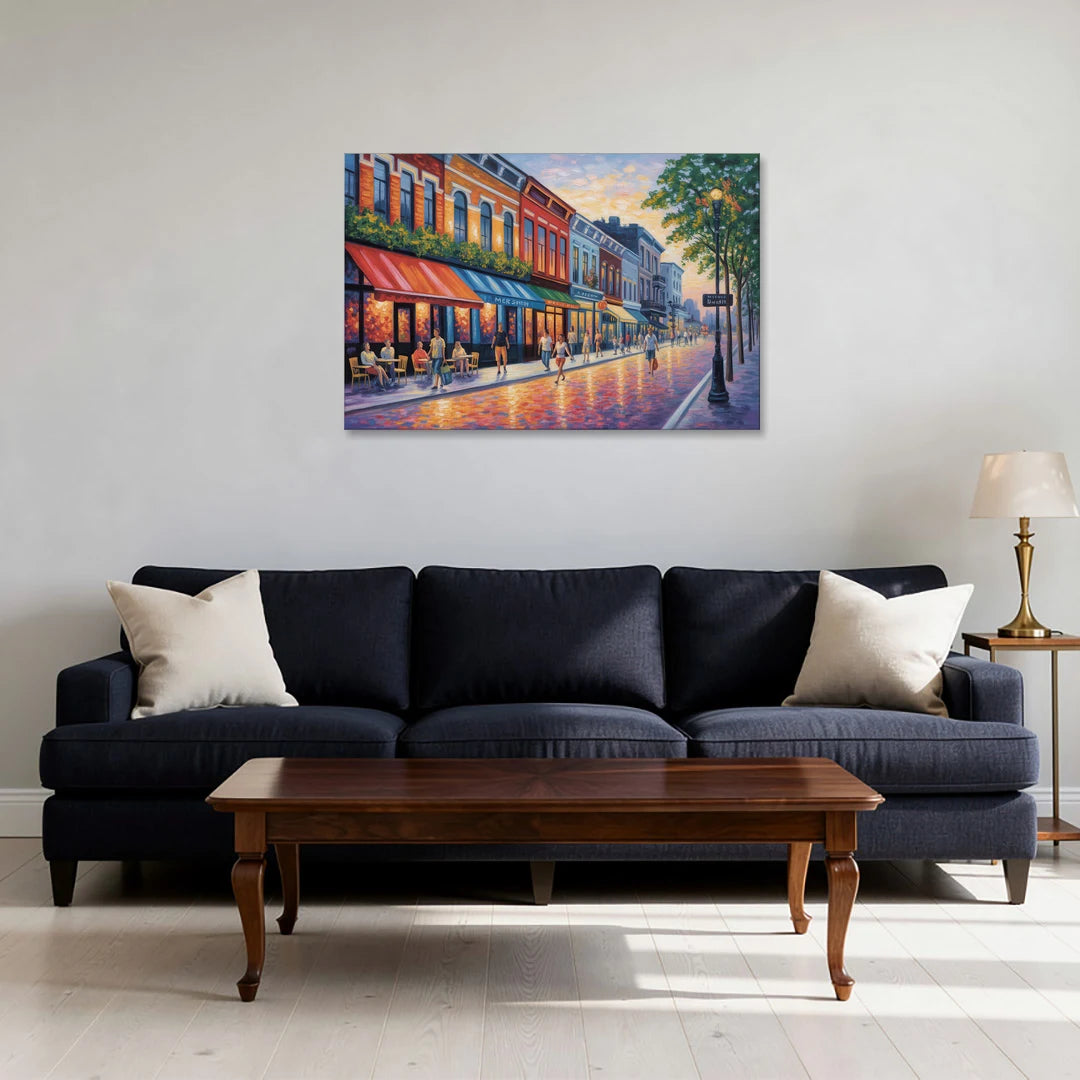 Montreal Summer Streets - Canvas Wall Art - Sofa - 36x24