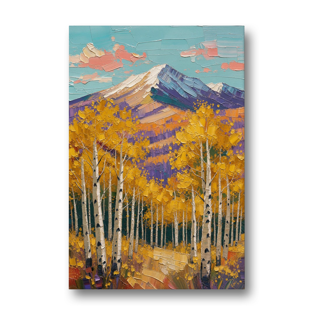 Mountain Cabin Decor with Golden Aspens - Canvas Wall Art - Front