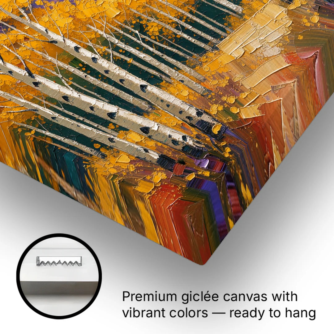 Mountain Cabin Decor with Golden Aspens - Canvas Wall Art - Gallery Wrap Corner