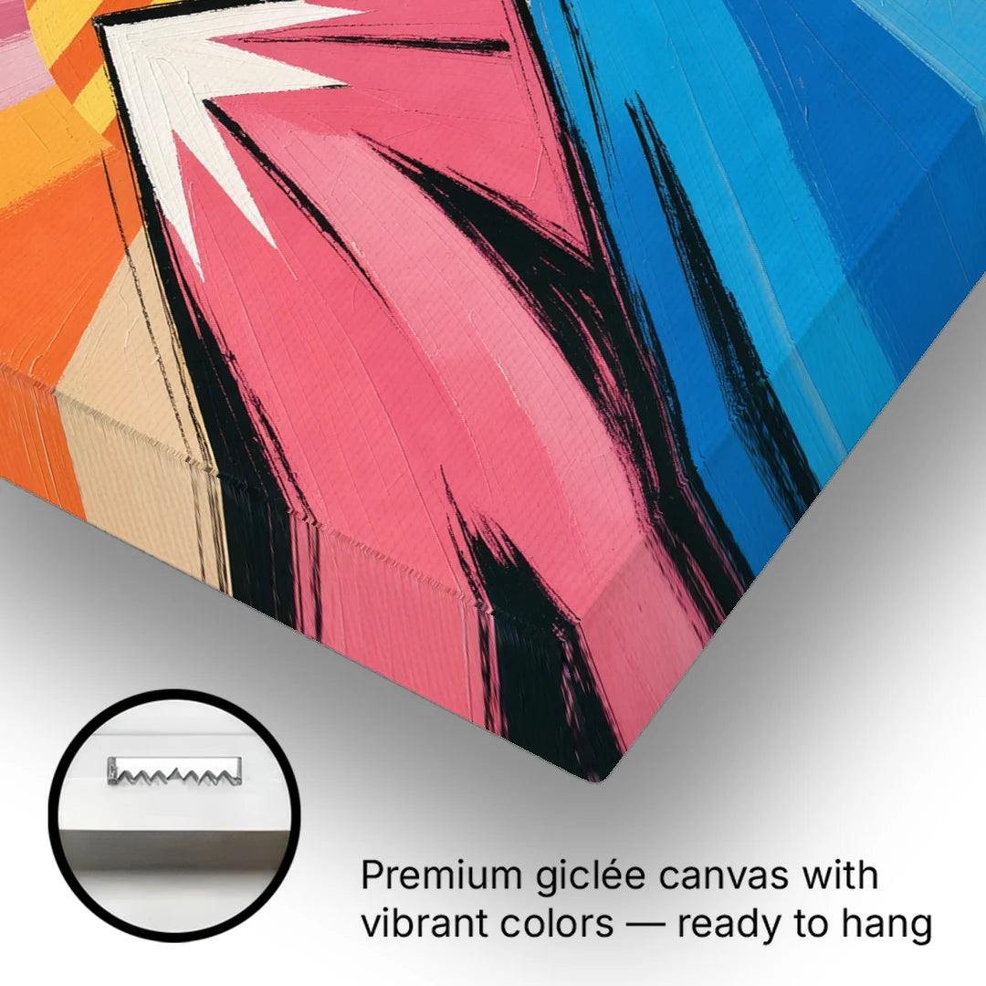 Mountain Sunrise with Striped Sun - Canvas Wall Art - Gallery Wrap Corner