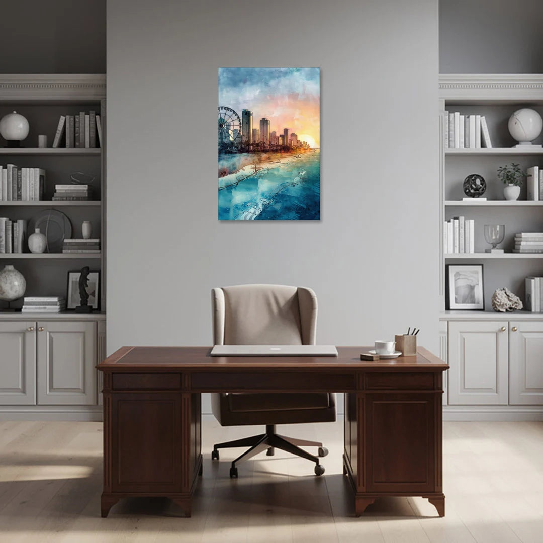 Myrtle Beach Coastal Skyline - Canvas Wall Art - Office - 24x36