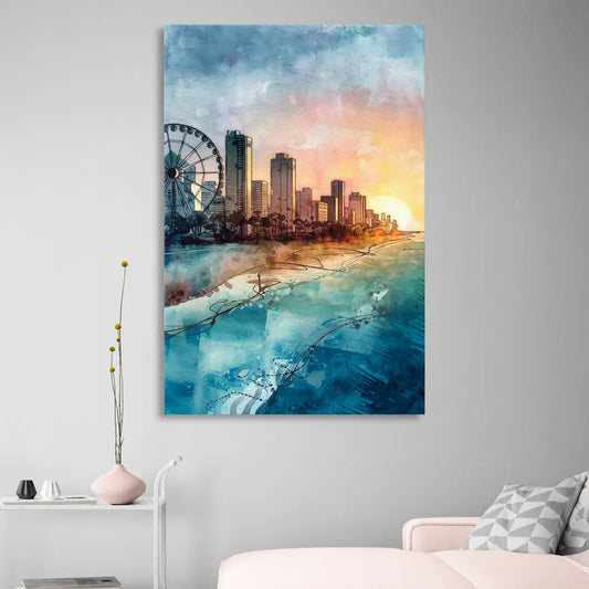 Myrtle Beach Coastal Skyline Living Room - Canvas Wall Art
