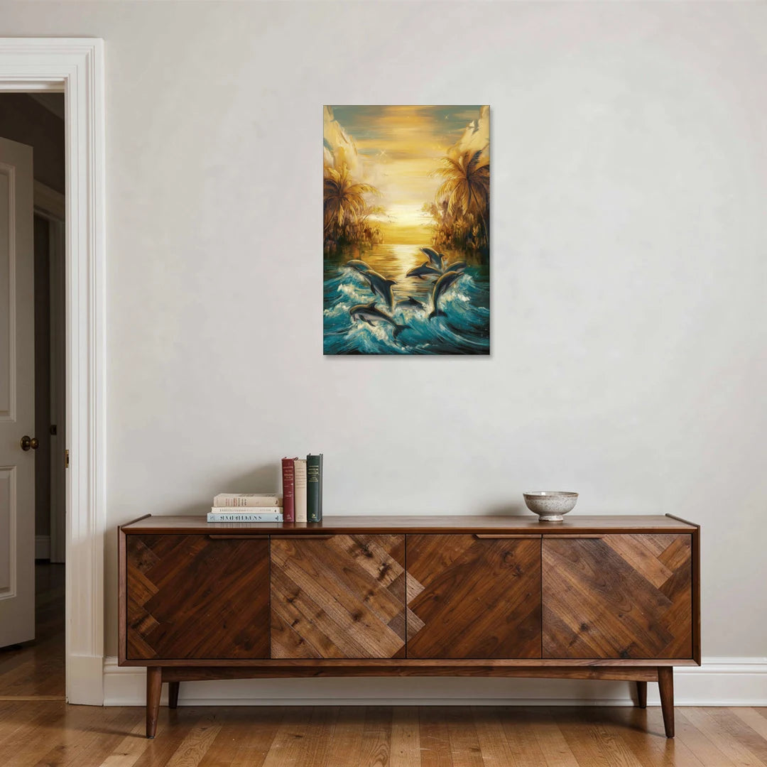 Myrtle Beach Dolphin Horizon - Canvas Wall Art - Coffee Table - 24x36