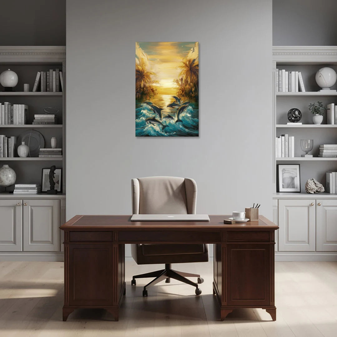 Myrtle Beach Dolphin Horizon - Canvas Wall Art - Office - 24x36