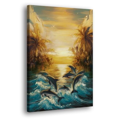 Myrtle Beach Dolphin Horizon - Canvas Wall Art
