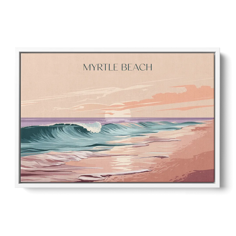 Myrtle Beach Ocean Sunrise Front - White Canvas Wall Art