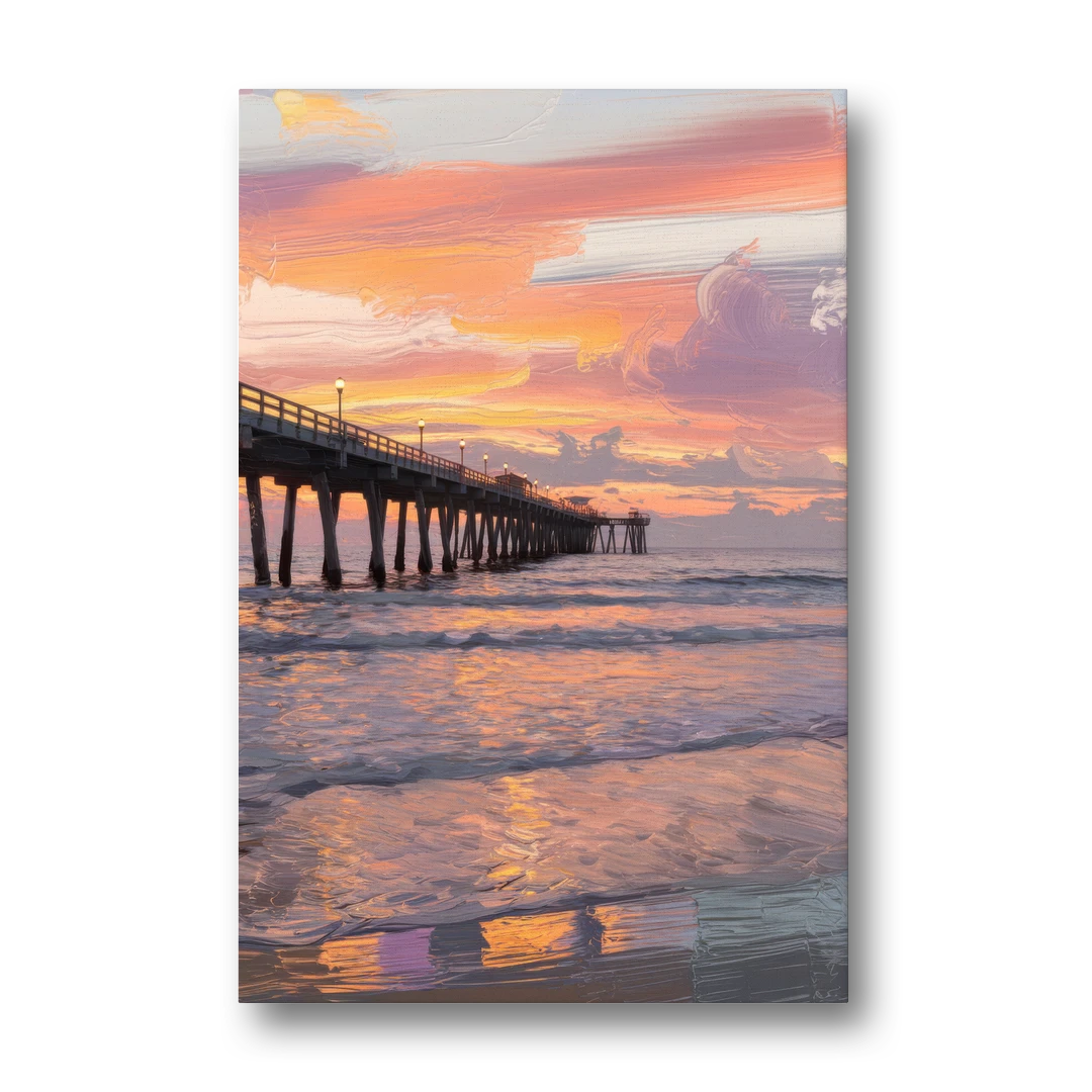 Myrtle Beach Pier at Sunset - Canvas Wall Art - Front