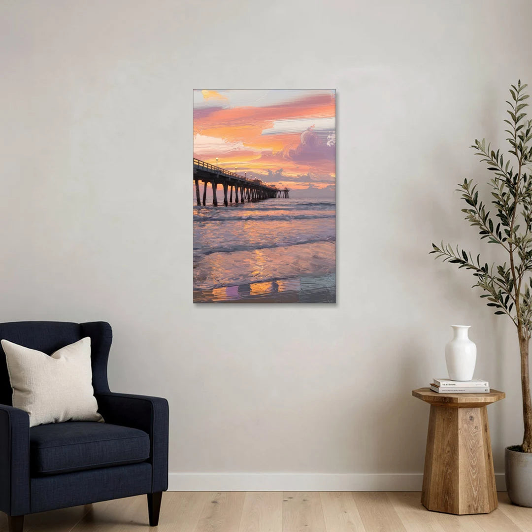 Myrtle Beach Pier at Sunset - Canvas Wall Art - Sofa - 24x36